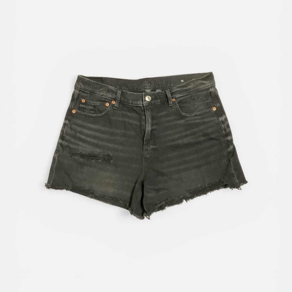 American Eagle Outfitters Black Distressed Denim Shorts